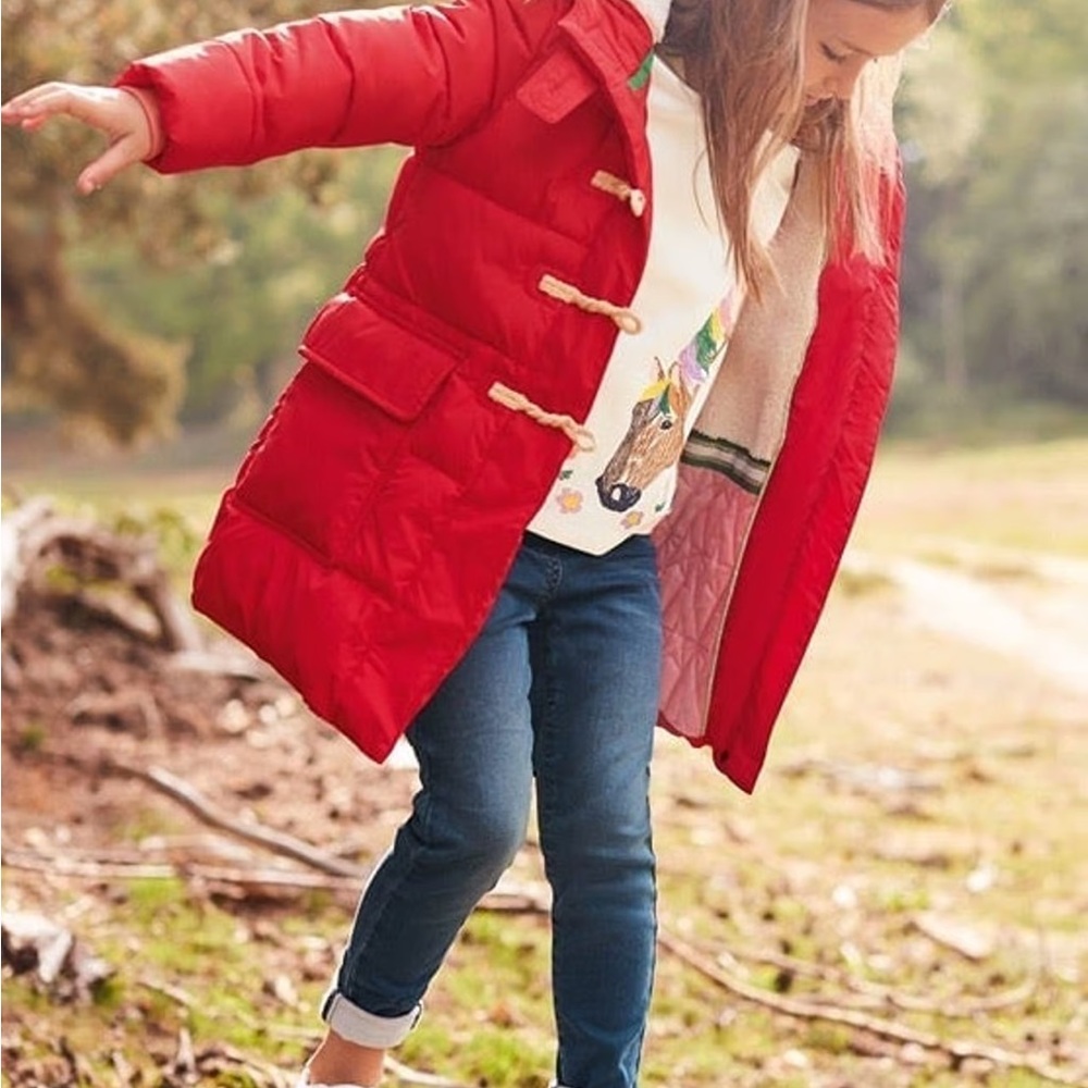Mini Boden Red Kids Puffer Jacket